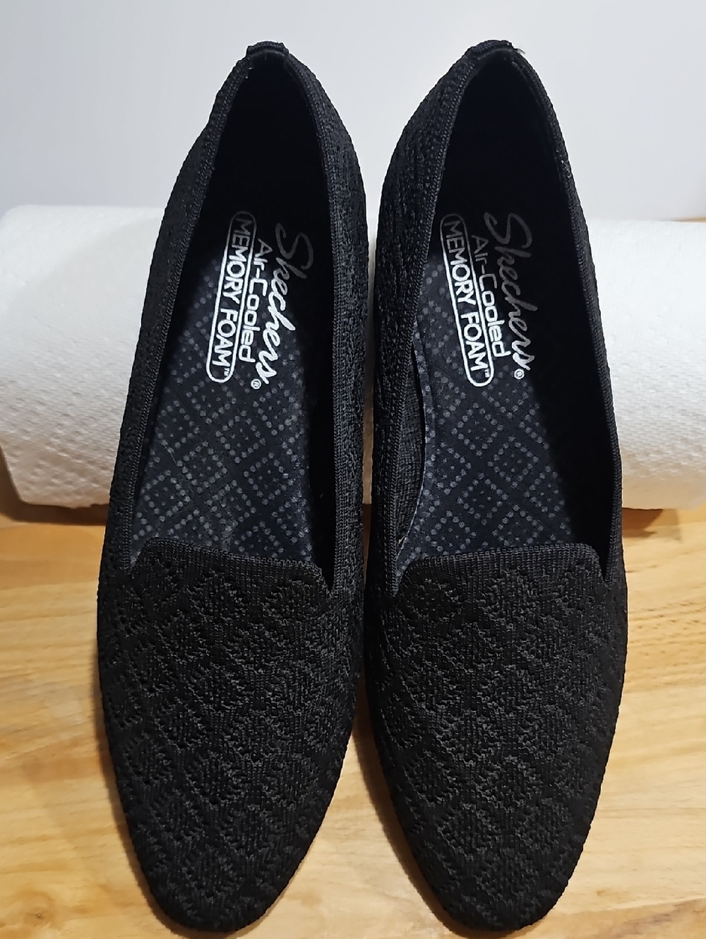 Skechers Black Knit Slip-On Women's Loafers